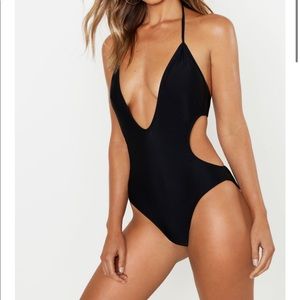 Boohoo NWT black cutout swimsuit